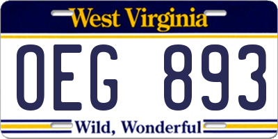 WV license plate OEG893