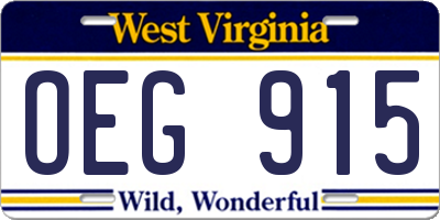 WV license plate OEG915