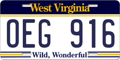WV license plate OEG916