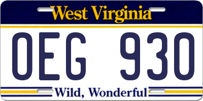 WV license plate OEG930