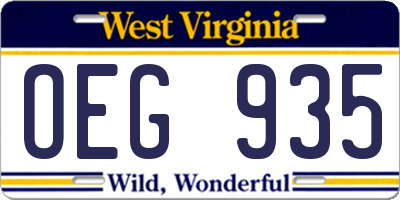 WV license plate OEG935