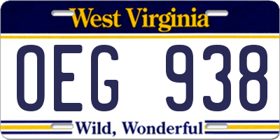 WV license plate OEG938