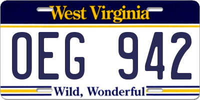 WV license plate OEG942