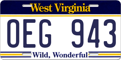 WV license plate OEG943