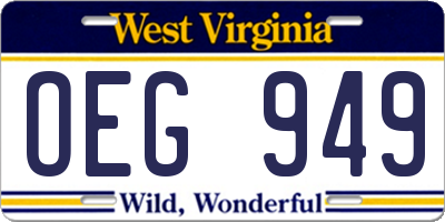 WV license plate OEG949