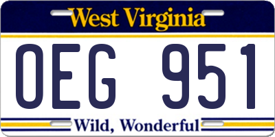WV license plate OEG951
