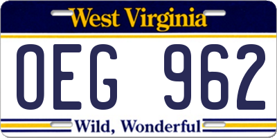WV license plate OEG962