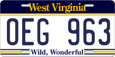 WV license plate OEG963