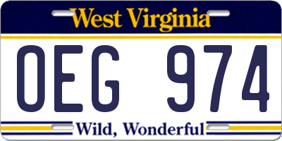 WV license plate OEG974