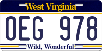 WV license plate OEG978