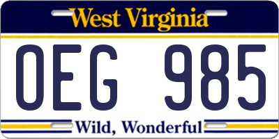 WV license plate OEG985