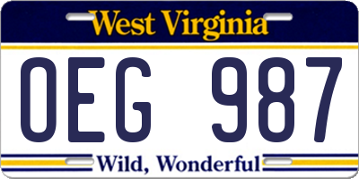 WV license plate OEG987