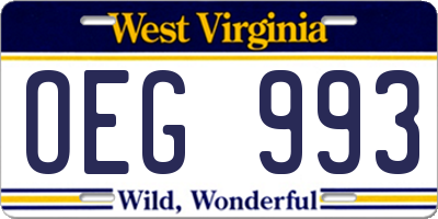 WV license plate OEG993
