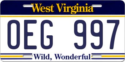 WV license plate OEG997