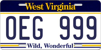 WV license plate OEG999