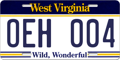 WV license plate OEH004
