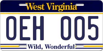 WV license plate OEH005