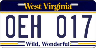 WV license plate OEH017