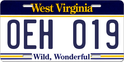 WV license plate OEH019