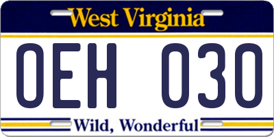 WV license plate OEH030