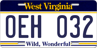 WV license plate OEH032