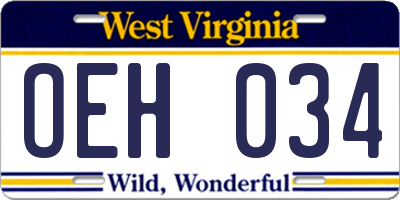 WV license plate OEH034