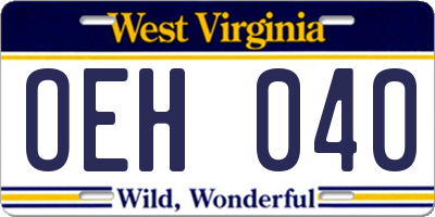 WV license plate OEH040