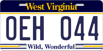 WV license plate OEH044