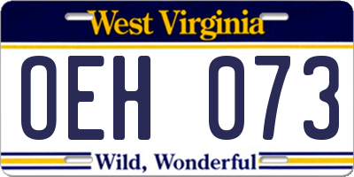 WV license plate OEH073