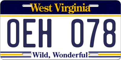 WV license plate OEH078
