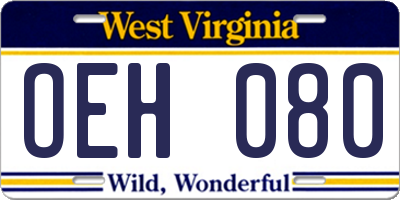 WV license plate OEH080
