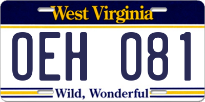 WV license plate OEH081
