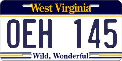 WV license plate OEH145