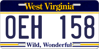 WV license plate OEH158