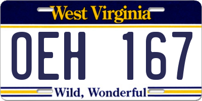 WV license plate OEH167