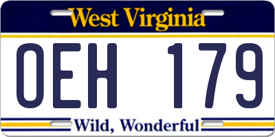 WV license plate OEH179