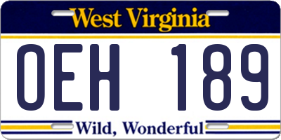 WV license plate OEH189