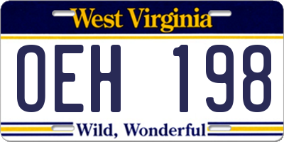WV license plate OEH198
