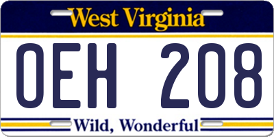 WV license plate OEH208