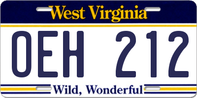 WV license plate OEH212