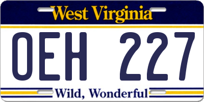 WV license plate OEH227