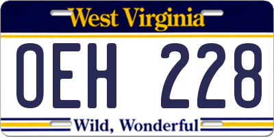 WV license plate OEH228