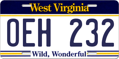 WV license plate OEH232