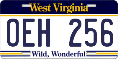 WV license plate OEH256