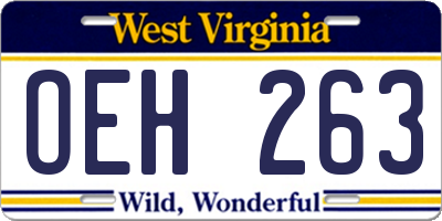 WV license plate OEH263