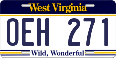 WV license plate OEH271