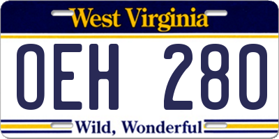 WV license plate OEH280