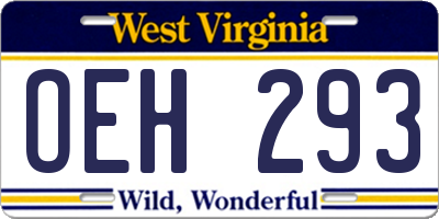 WV license plate OEH293