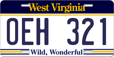 WV license plate OEH321