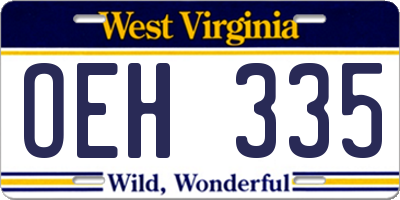 WV license plate OEH335